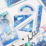 4Pcs Cartoon Stitch 15cm Ruler Set Multi-function Protractor Triangle Ruler Drawing Tool Office Art 