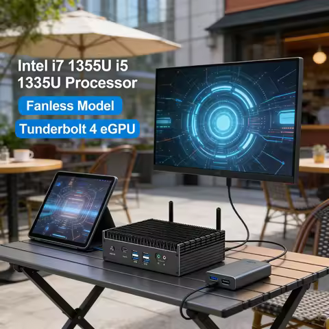 Mini PC Intel i7 1355U i5 1335U Fanless PC Full-Functional USB-C Mini Computers eGPU Home, Office, E