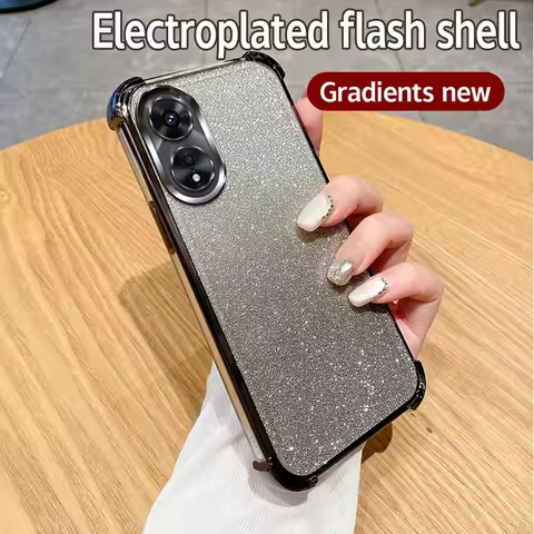 For Oppo A58 4G 5G A57 A38 A78 A74 A2 Glitter Plating Silicone Soft Case A 58 57 38 78 74 2 Four Cor