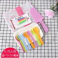 Disposable Birthday Cake Cutlery Cake Plastic Cutlery Saucer Set Birthday Cake Cutlery Plate Set Com