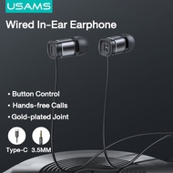USAMS 3.5MM/Type-C In-Ear Earphone Cable Control With Bulid-in Mic Hands-free Calls For Google Pixel 2 3 Samsung S8/8+/S9/Note 20 S20 S21/iPad Pro/Sony/Huawei