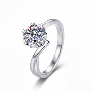 XinLi S925 Silver Snowflake Moissanite Ring 0.3-2ct Adjustable Band Engagement Ring Gift