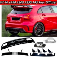 READY STOCK For Mercedes W176 A180 A200 A250 A45 AMG Design Rear Bumper Diffuser & Splitter