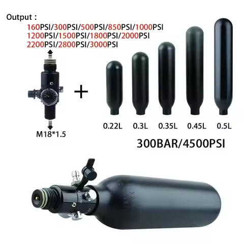 Scuba Air Tank Bottle Cylinder 0.22L 0.3L 0.35L 0.45L 0.5L 4500psi 30MPa 300bar M18*1.5 Regulator Ou