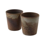 山莊陶器 信樂燒 綠釉散石杯一對 Rk-1