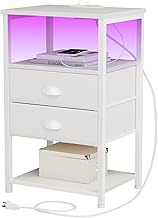 Furologee 3 Tier End Table with 2 Drawers/White