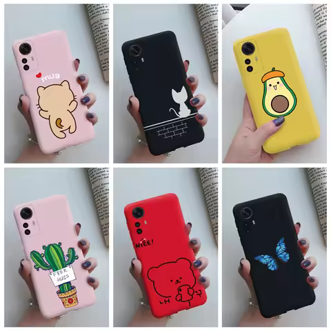 For Xiaomi 12 Lite 6.55'' Case Lovely Cat Cactus Soft Silicone TPU Back Cover For Xiaomi 12 Lite 5G 
