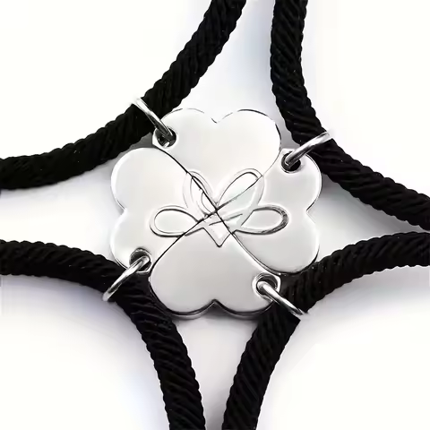 For 4pcs Women Men Magnet Heart Best Friend Forever Good Luck Bracelet Gift Four-leaf Clover Magneti