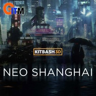 KITBASH NEO SHANGHAI CITY 3D MODEL PACK – CYBERPUNK BUILDINGS FUTURISTIC ASSETS BLENDER FBX OBJ DIGI