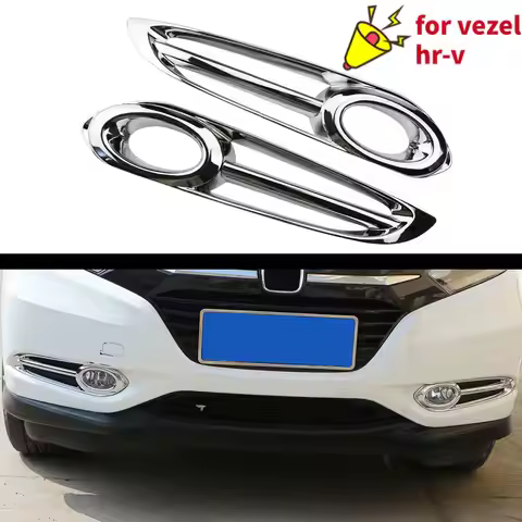 2 PCS Front Bumper Grill Fog Light Cover Grille Trim for Honda HR-V HRV Vezel 2014-2020 ABS Chrome T