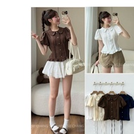 Women's Fashion Vertical Buttoned Ruffle Collar Blouse A9300