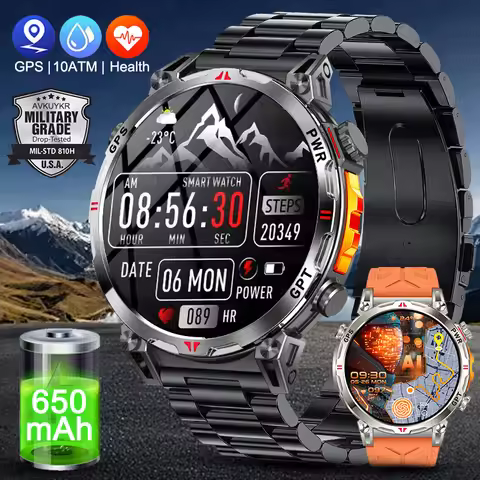 2026 New Military Outdoor GPS SmartWatch Built in GPS Compass Altimeter Barometer 10ATM Waterproof 6