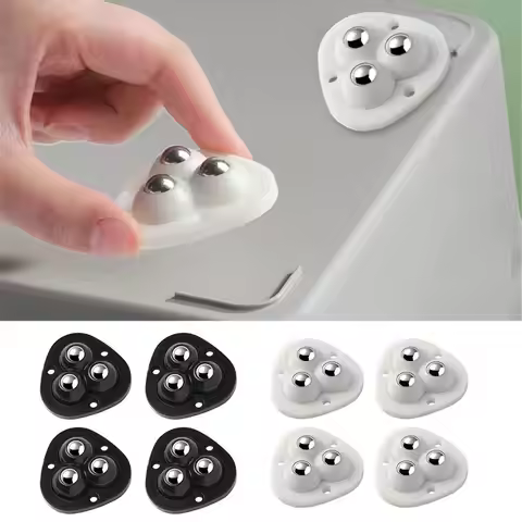 4Pcs Self Adhesive Pulley Universal Wheel 3 Beads Pulley Mute Ball For Household Storage Box Cupboar