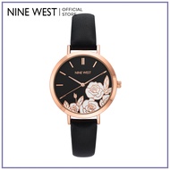 Nine West Vegan Leather Watch with Floral Pattern NW2680FLBK