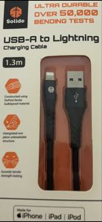 Solide USB-A to Lightning 充電線 1.3米