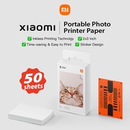 XIAOMI Portable Photo Printer Paper Pocket Printer Paper 50 Sheets Sticker Design Zink Paper 2x3 Inc