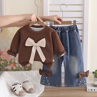 Children's Clothing Baby Girls Long Sleeve 2pcs Set 1-5 Years Spring Autumn New Toddler O-neck Sweat