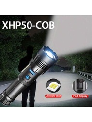 1000000流明xhp360鋁合金超高功率led手電筒,防水內置18650可充電電池,帶縮放燈頭7種模式,適合釣魚,露營,徒步旅行和戶外探險