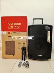 Speaker Portable 15 inch Polytron Paspro 15F3 Paspro15f3 USB BT With 2Mic Wireless Original Garansi