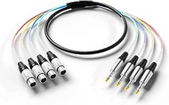 PRORECK 6ft Snake Cable, 4-Channel Shielded Audio Cable 1/4'' TRS to XLR Female, with Color-Marked C