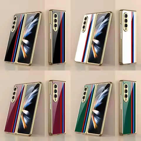 GKK Original Case For Samsung Galaxy Z Fold 3 Painted Tempered Glass Plating Frame Protective Cover 