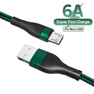 6A 66w fast Charger Cable Micro USB Charging for Samsung S7 Xiaomi Redmi 5 5Plus Huawei OPPO Vivo 1/2M Woven Line Cable