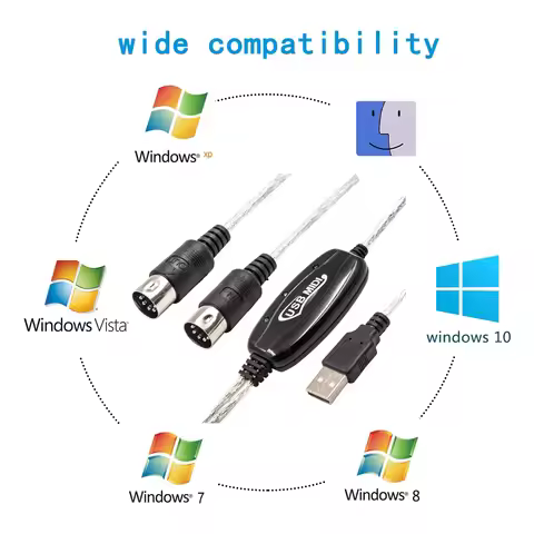 NEW Audio Cable Keyboard to PC USB MIDI Cable Converter PC to Music Keyboard Cord USB IN-OUT MIDI In