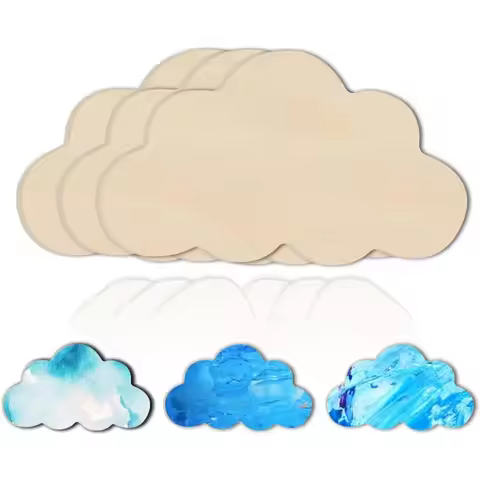 3Pcs 118x69Inch Cloud Wood Cutouts Unfinished Wooden Cloud Shape Cutout Wood Cloud Ornament Slices f