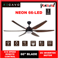 RECAVO NEON 66 LED Series 66inch 6 Blades DC Motor Ceiling Fan With Remote Control