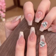 Thai Shop Fashion Nails False French Style Flash Drill Nail Art [DD289]