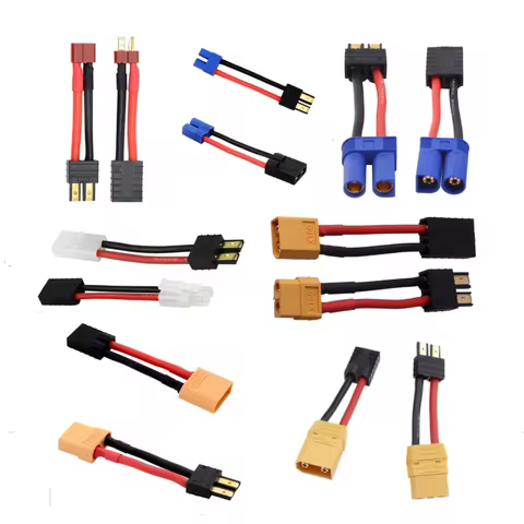 2Pcs 12awg 4cm TRX Male Female toTamiya Deans EC3 EC5 XT60 XT90 With Cover Male Female Connector Ada
