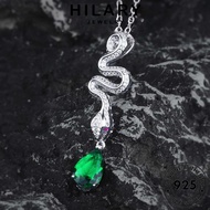 HILARY JEWELRY Rantai Leher Perak Women Korean Accessories Emerald Chain Perempuan Sterling Necklace Pendant Silver Original Snake Creative 純銀項鏈 For 925 N1567