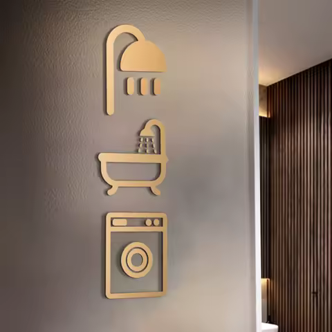 MD Acrylic Door Sign WIFI No Smoking Bedroom Washer Lift Stair Arrow Tool Cafe Bathtub Shower Dress 