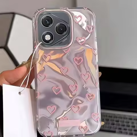 Korean Pink Love Heart Couple Phone Case for Honor 400 Lite 200 Pro 90 Smart X9c X9a X9b X8b X8a X8c