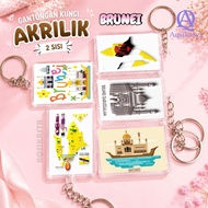 GANTUNGAN BRUNEI COUNTRY ACRYLIC KEYCHAIN SOUVENIRS [FRONT BACK WITH PICTURES]
