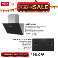 Teka 90cm Inclined Cooker Hood DVV 90 (Ventilation) + Teka 78cm Built in 2 Burner Gas Hob GVI 78 2G AI AL 2TR [COMBO SET]