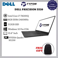 Dell Precision 5520 i7-7820HQ 16GB DDR4 RAM 512GB SSD Nvidia Quadro M1200 Win 10 Pro Laptop (Refurbi