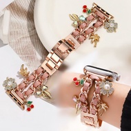 New Pink Chain Leather Pendant Band For Watch Strap series11 series10 series9 87654321,SE,Ultra, wat