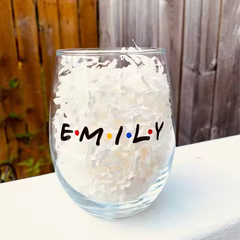 Personalized Name Stemless Clear Wine Glass Friend Gift Inspired Cup Birthday Party Decorate Accesso