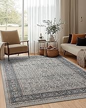 Area Rug 6x9-Washable Non-Slip Area Rug for Living Room, Dining Room, Bedroom Home Office-Vintage Fa