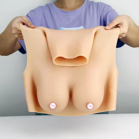 ONEFENG T-2 One-Piece Vest Style Cottonfilling Breast Silicone Or Cotton Filling F G H I Cup Fake Br