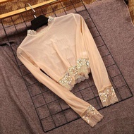 Mesh Gauze Lace Crop Top - Women's