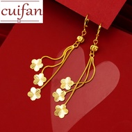 916 Gold Earrings Pure Real Gold 18k Saudi Earring for Women Japanese and Korean Fashion Sand Gold Flower Earrings