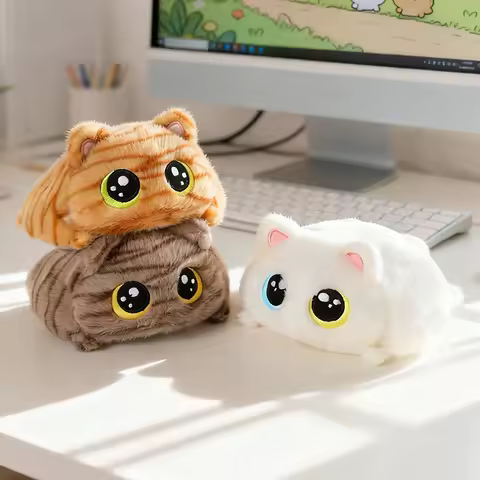 19cm Chubby Cat Siamese Kitten Black Cat Orange Cat Plush Toys Cartoon Lifelike Kitten Dolls Girls B