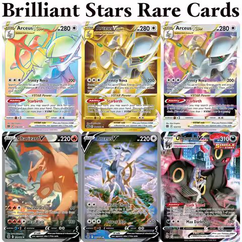 PKM Brilliant Stars (BRS) Proxy Foil Game Cards DIY Charizard V Arceus V Arceus VSTAR Charizard VSTA