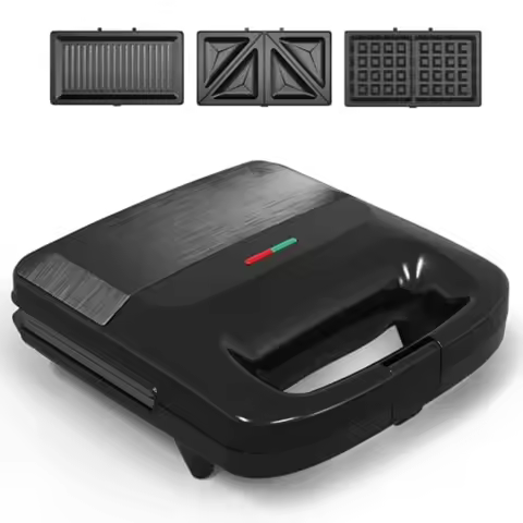 3 in 1 Waffle Grill Sandwich Maker Sandwich Maker Panini Press Waffle Iron Set with Removable Non-St