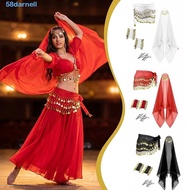 Darnell Women's Belly Dance Outfit - Polyester Fiber with Head Scarf & Coin Bracelets