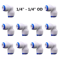 10pcs Quick Connect Push Fit Water Tube Fitting 1/4 - 1/4 Inch OD L Type Adaptor for RO Water Filter