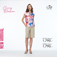 เสื้อผู้หญิง GSP Blouse เสื้อเบลาส์ แขนสั้น เนื้อผ้าคอตต้อน นุ่ม ใส่สบาย พิมพ์ลาย Cherry Blossom (PZ1SPI)
