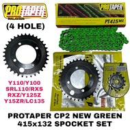 LC/Y15/Y125 PROTAPER 415MXx132 GREEN + CP2 BLACK SPOCKET SET (4 HOLE)